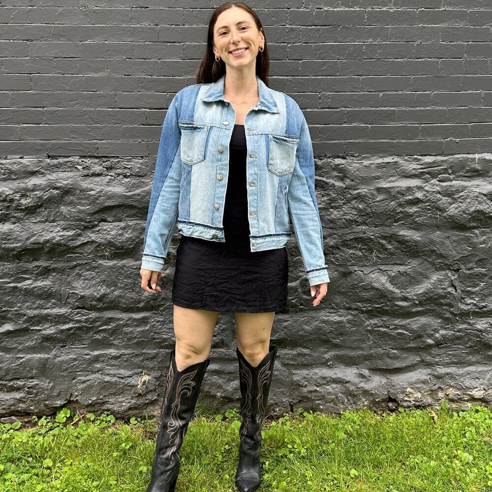 FRAME Colorblock Denim Jacket Size Large